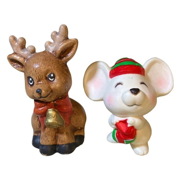 Mouse and Deer Christmas Décor figurines - Picture 2 of 11